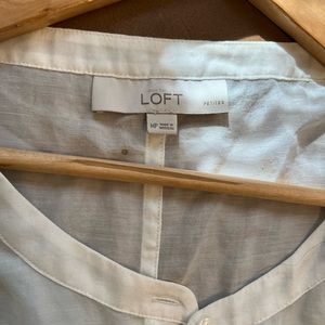 Loft white button up blouse. Size medium petite
